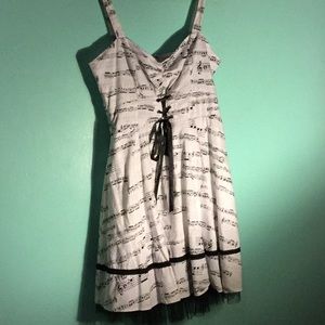 White Dress with Black Music Notes